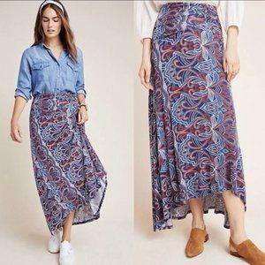 Maeve By Anthropologie Women’s Melissa Knit Paisley Maxi Skirt Hi-low